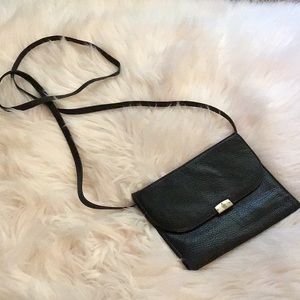 Vintage Mark Cross Black Leather Wallet Crossbody